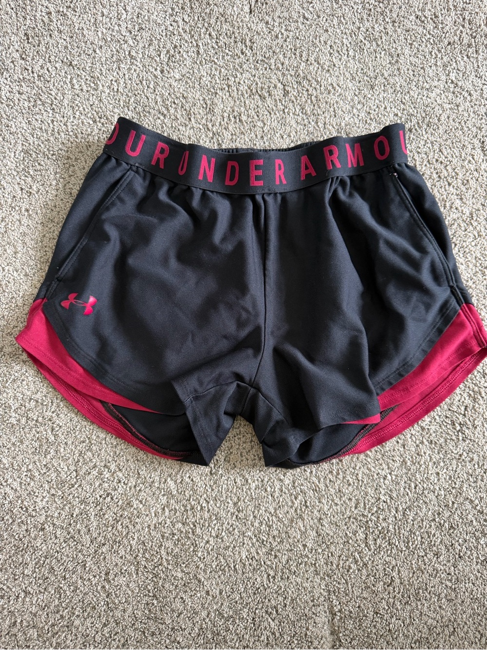 Under Armour Black Shorts with Pink Trim and Waistband